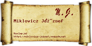 Miklovicz József névjegykártya